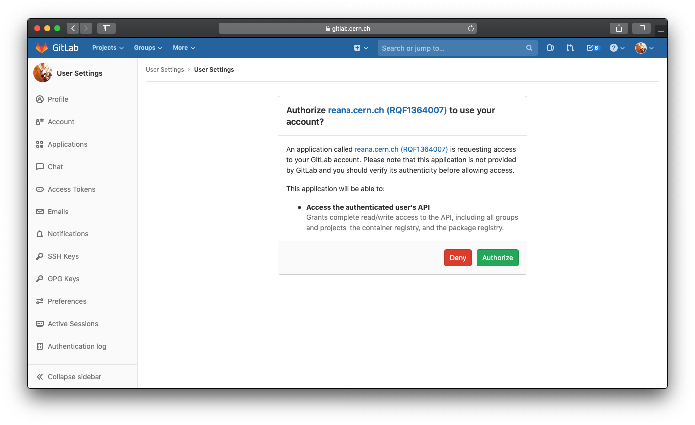 gitlab-authorize-reana